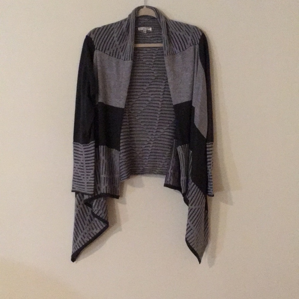 Grey Color block open cardigan